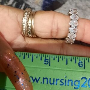 MASSIVE AUTHENTIC STERLING SILVER CZ OVAL DIAMONELLE ETERNITY ANNIVERSARY RING